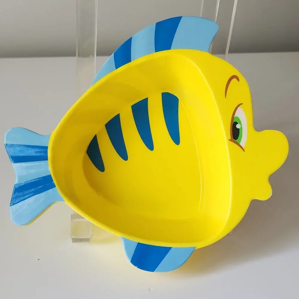 Vintage Disney Flounder Bowl - 2000s Y2K Little Mermaid Plastic Kids Dish